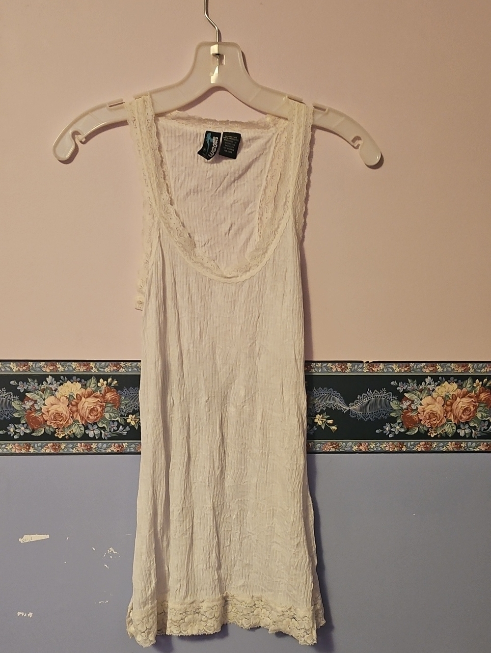 Weavers White Lace Trim Cotton Camisole